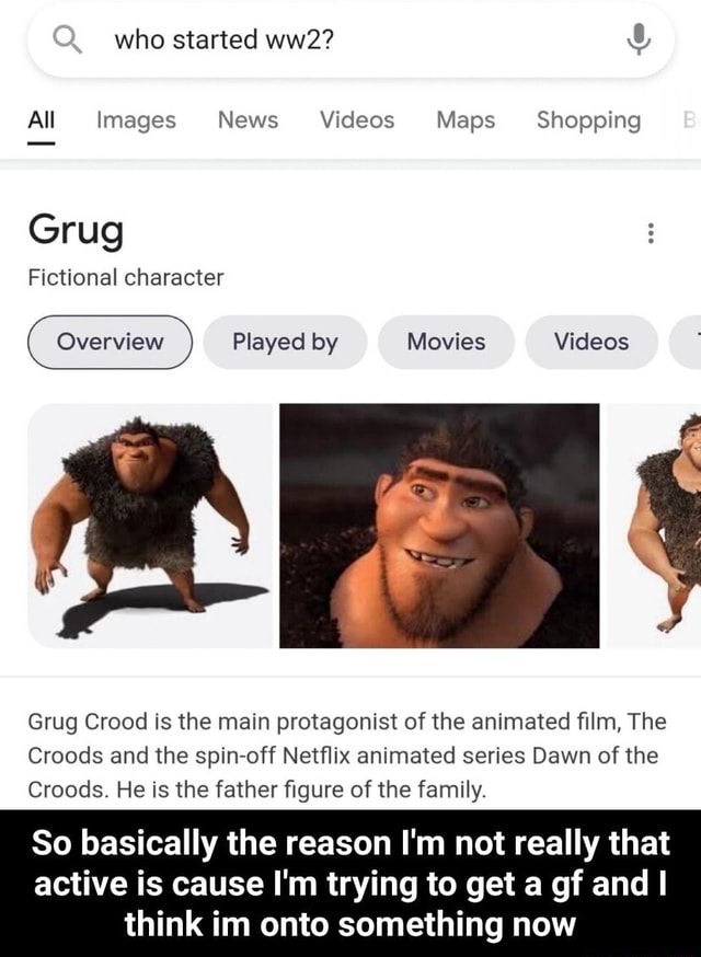 Who started All Images News Videos Maps Shopping BB Grug Fictional