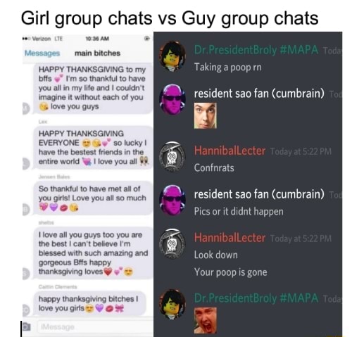 Girl Group Chats Vs Guy Group Chats