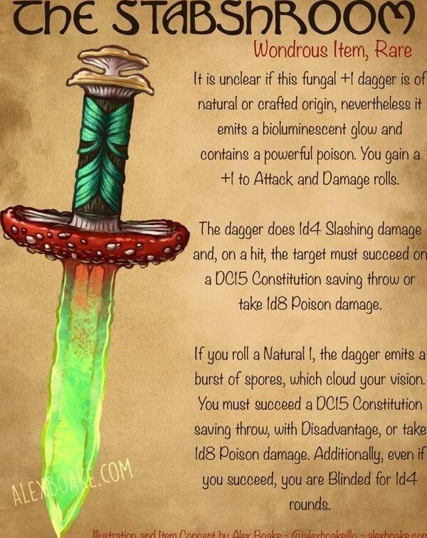 DE Wondrous Wondrous Item, Rare is unclear if thig fungal +1 dagger is
