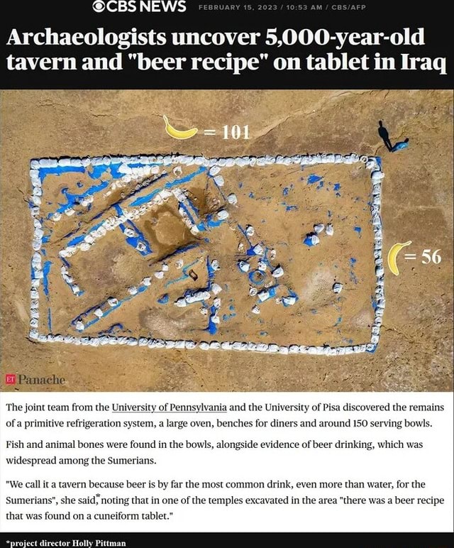 CBS NEWS Archaeologists uncover 5,000-year-old tavern and "beer recipe