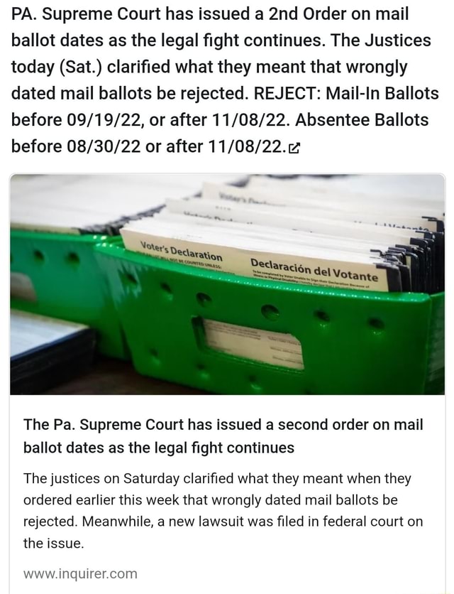 Pa Supreme Court Has Issued A Order On Mail Ballot Dates As The Legal Fight Continues The 5335