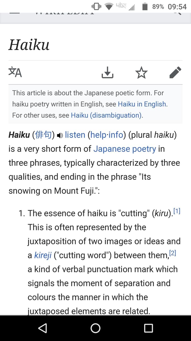 This Article Is About The Japanese Poetic Form For Haiku Poetry Written In English See Haiku In English For Other Uses See Haiku Disambiguation Haiku 13f Uu 1 Iisten Heip Info Plural Haiku Is A Very Short