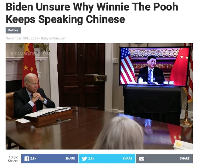 Biden Unsure Why Winnie The Pooh Keeps Speaking Chinese iFunny