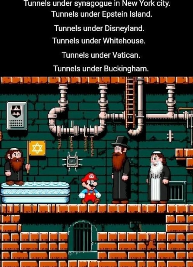 Tunnels under synagogue in New York city. Tunnels under Epstein Island
