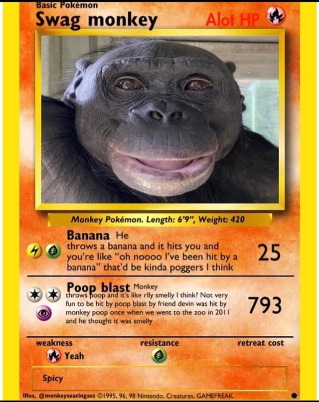 monkey pokemon card meme Puppet ViciousProxies Asic Pokemon Swag monkey Monkey