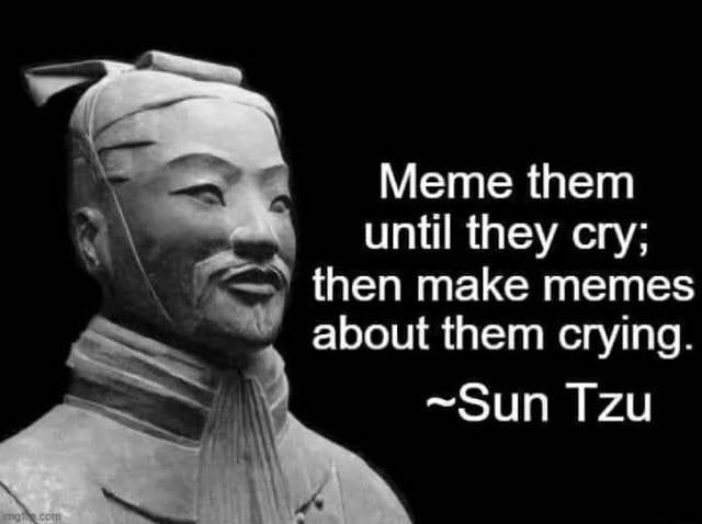 Meme them until they cry; then make memes about them crying. ~Sun Tzu ...