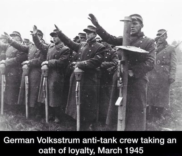 German Volksstrum anti-tank crew taking an oath of loyalty, March 1945 - )