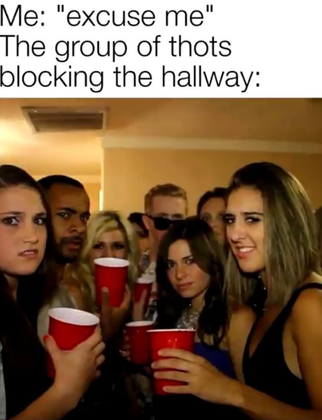 He group of thots blocking the hallway: - iFunny