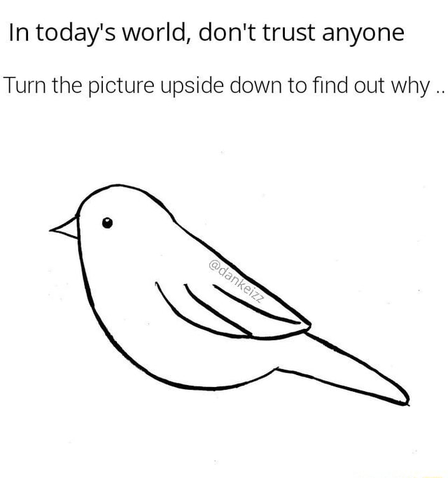 In today's world, don't trust anyone Turn the picture upside down to