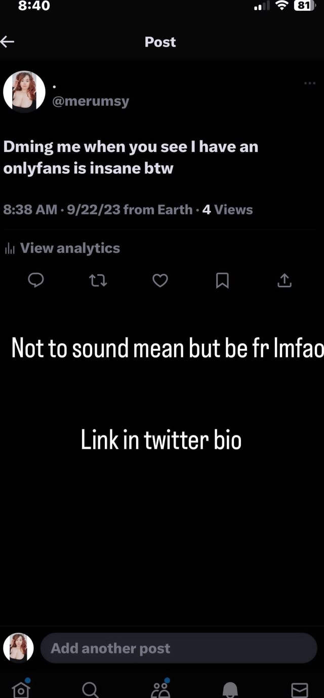 Ex) Post merumsy Dming me when you see I have an onlyfans is insane