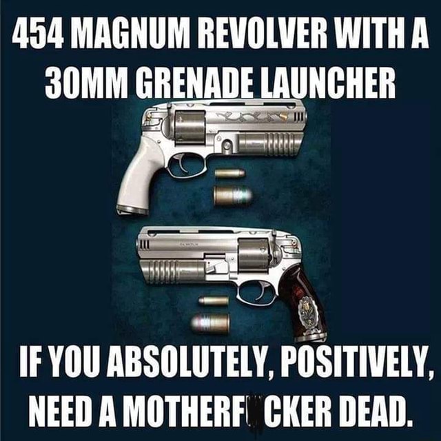 454 MAGNUM REVOLVER WITH A 30MM GRENADE LAUNCHER IF YOU ABSOLUTELY ...