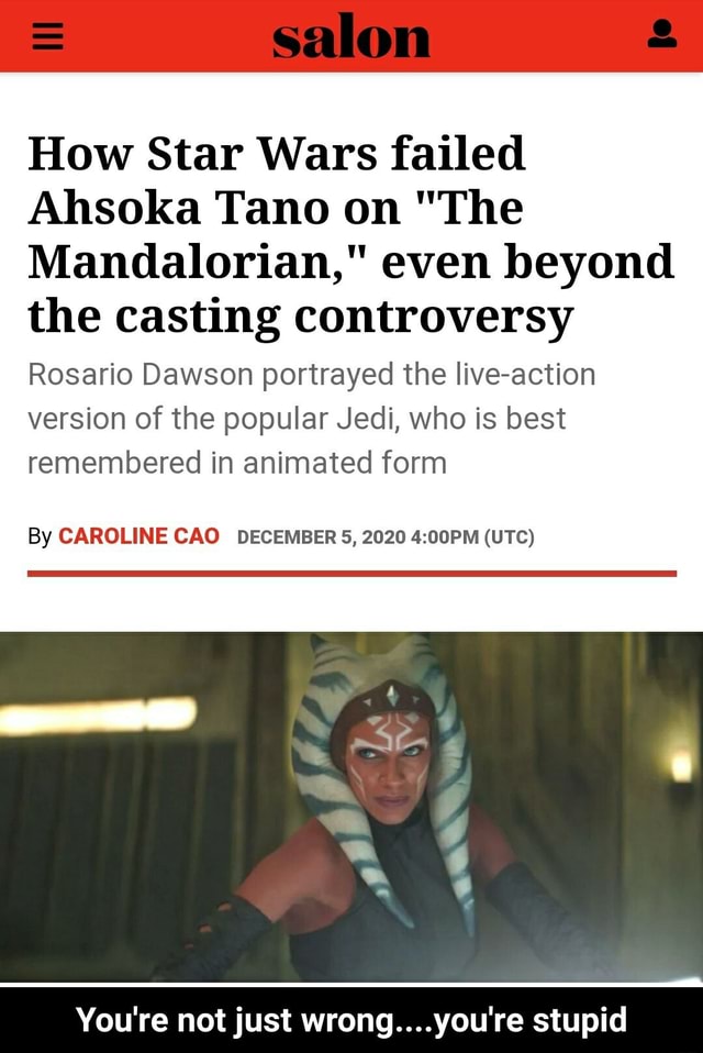 = salon How Star Wars failed Ahsoka Tano on "The Mandalorian," even