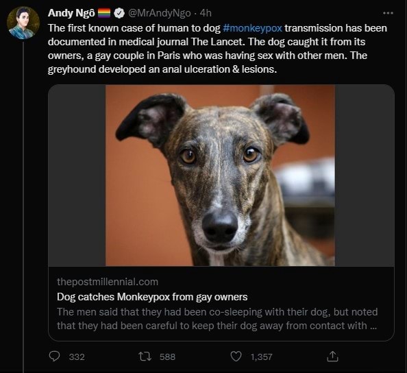 Andy MrAndyNgo The first known case of human to dog monkeypox