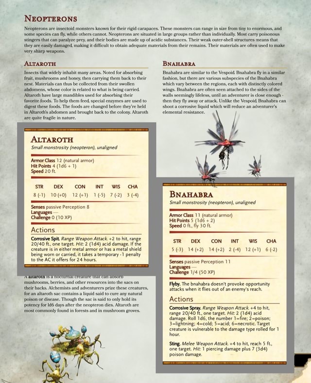 Small Insectoid Monsters NEOPTERONS Neopterons are insectoid monsters known for their rigid ...