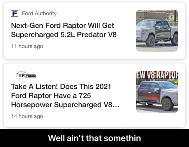 Ford Predator Raptor Meme Ford Authority Next-Gen Ford Raptor Will Get Supercharged 5.2L Predator ...