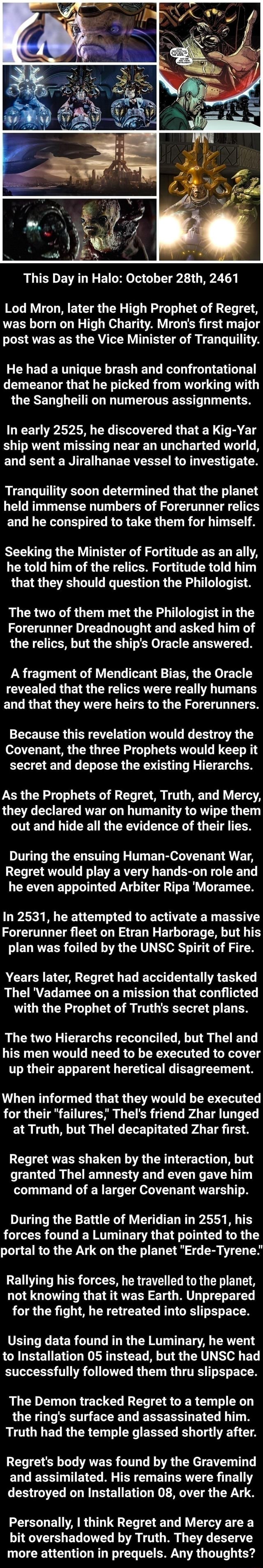 This Day in Halo October 28th, 2461 Lod Mron, later the High Prophet
