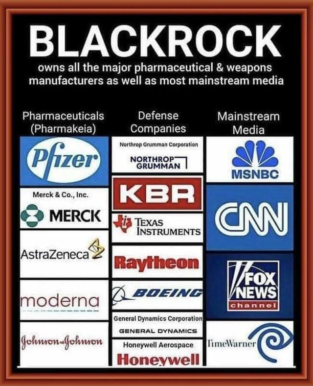 BLACKROCK owns all the major pharmaceutical & weapons manufacturers as ...