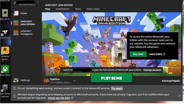 RECyCle DIN Microsoft Account BB News MINECRAFT: Java Edition MG_2019 ...