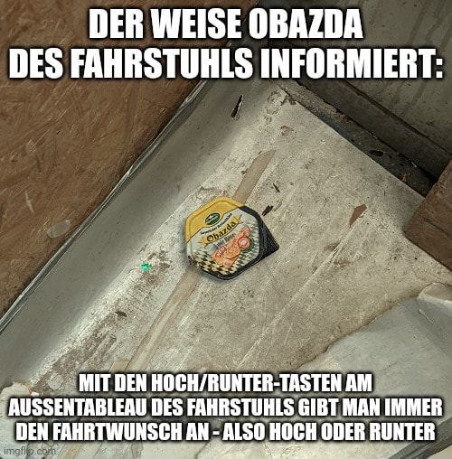 DER WEISE OBAZDA DES FAHRSTUHLS INFORMIERT: AUSSENTABLEAU DES ...