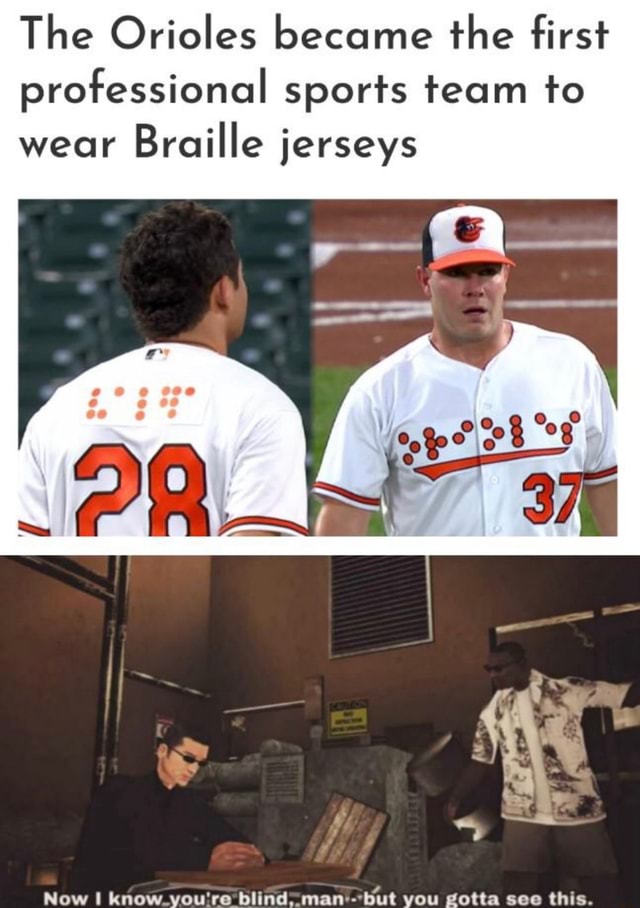 MLB Tonight, the @Oriotes became the first pro team to wear uniforms with Braille  lettering. Replying