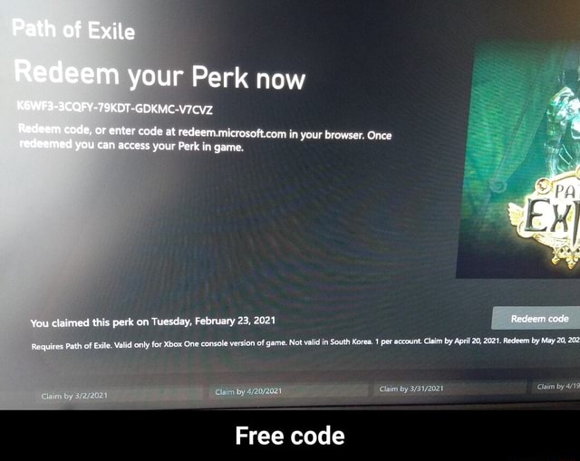 Path Of Exile Redeem Your Perk Now Kewf3 3cqfy 79kdt Gdkmc V7cvz Redeem Code Or Enter Code At