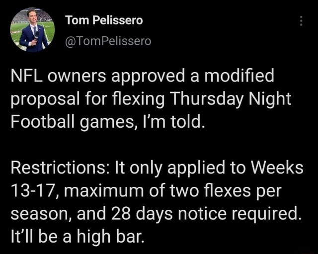 NFL owners approve modified proposal for flexing Thursday Night