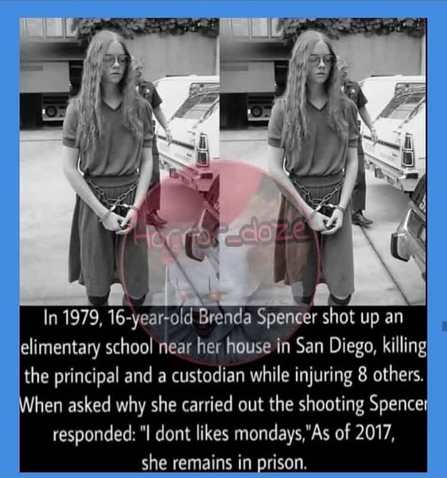 In 1979 16 Year Old Brenda Spencer Shot Up An Elimentary School Near Her House In San Diego