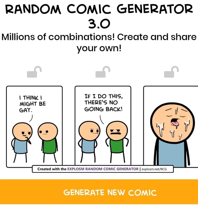 RANDOM COMIC GENERATOR 3.0 Millions of combinations! Create and share