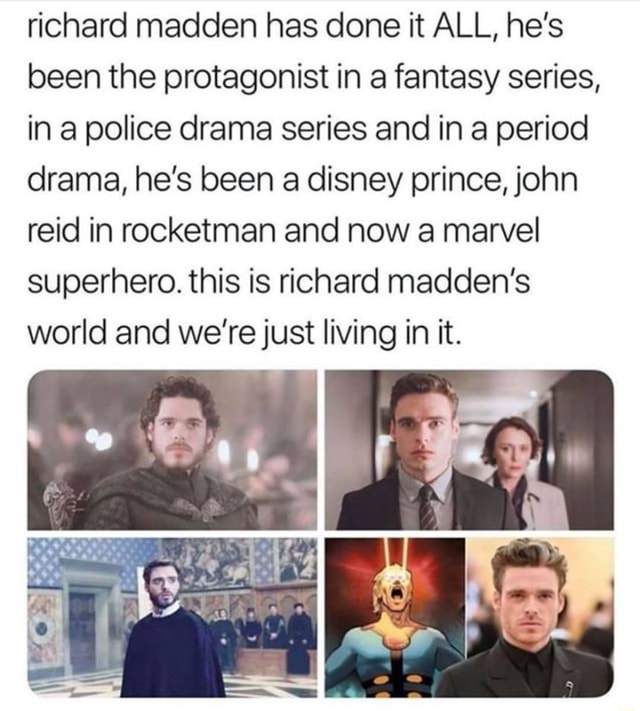 Richard madden has done it ALL, he’s been the protagonist in a fantasy ...