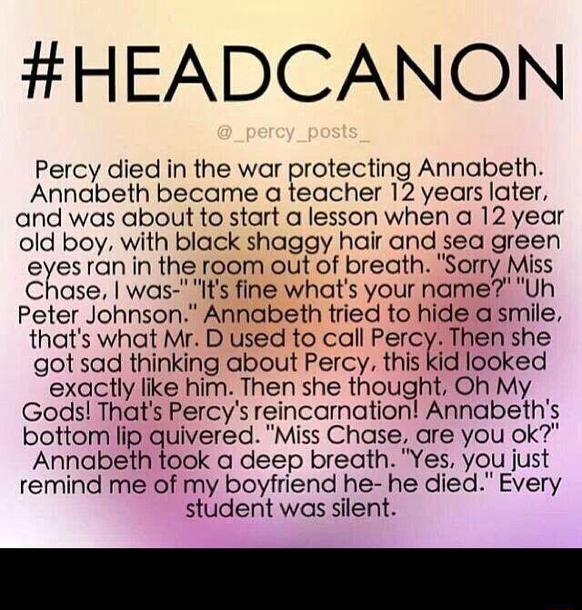 #HEADCANON Percy died in the war protecting Annabeth. Annobeth became 0 ...