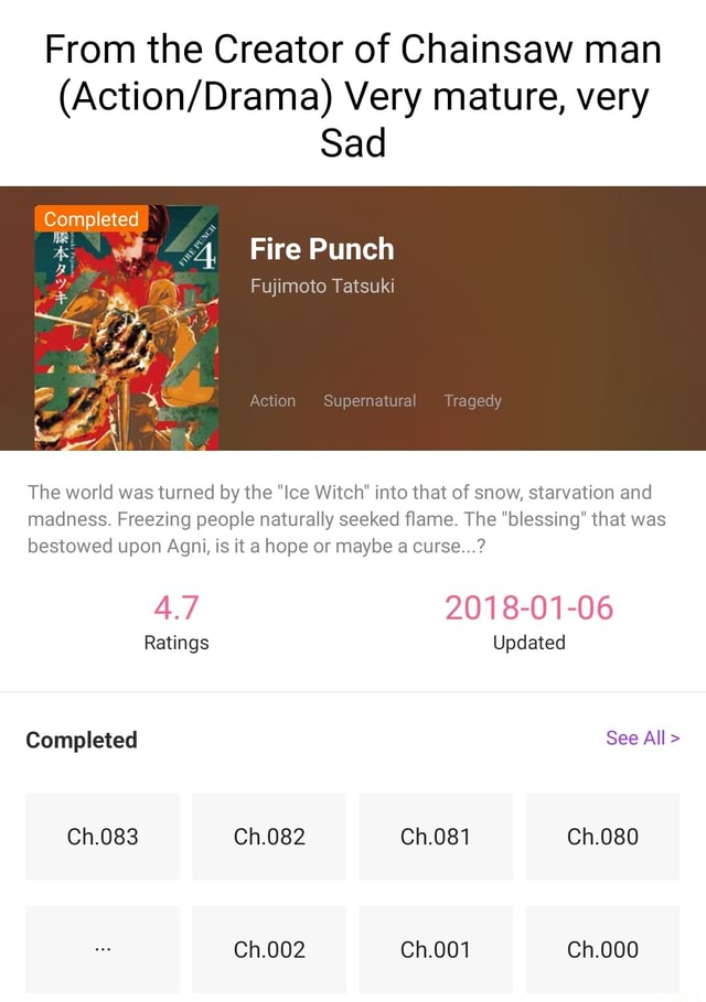 Fire Punch Chapter 53 From the Creator of Chainsaw man Very mature, very Sad Fire Punch ...