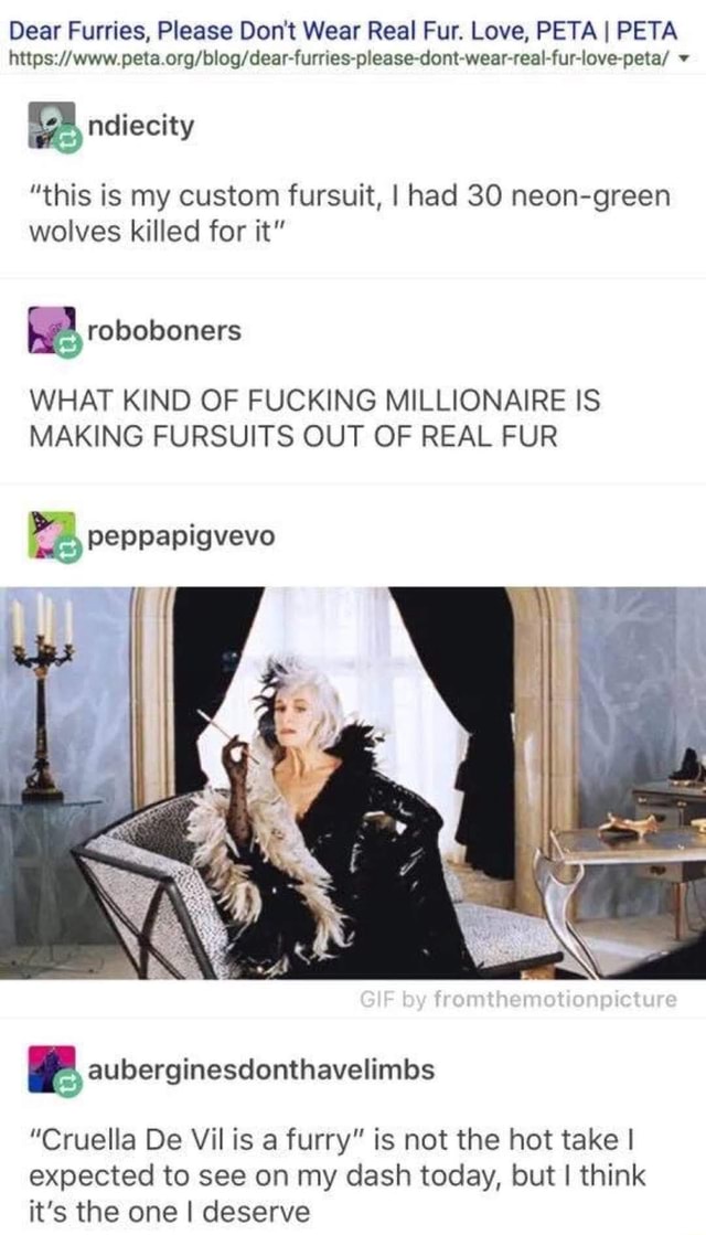 Dear Furries, Please Don't Wear Real Fur. Love, PETA I PETA