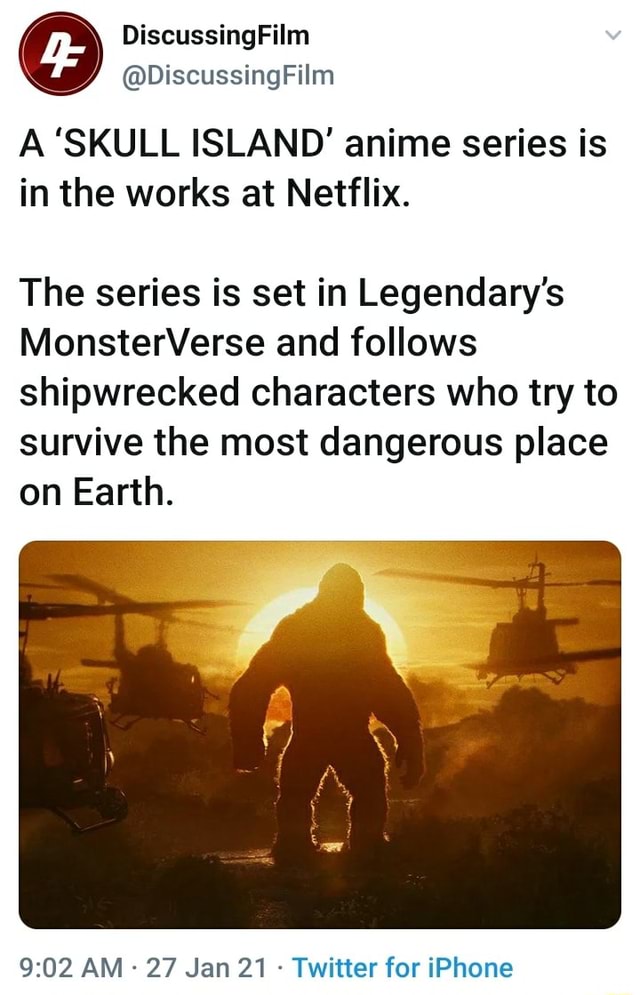 Discussing Film DiscussingFilm A 'SKULL ISLAND' anime series is in the works at Netflix. The