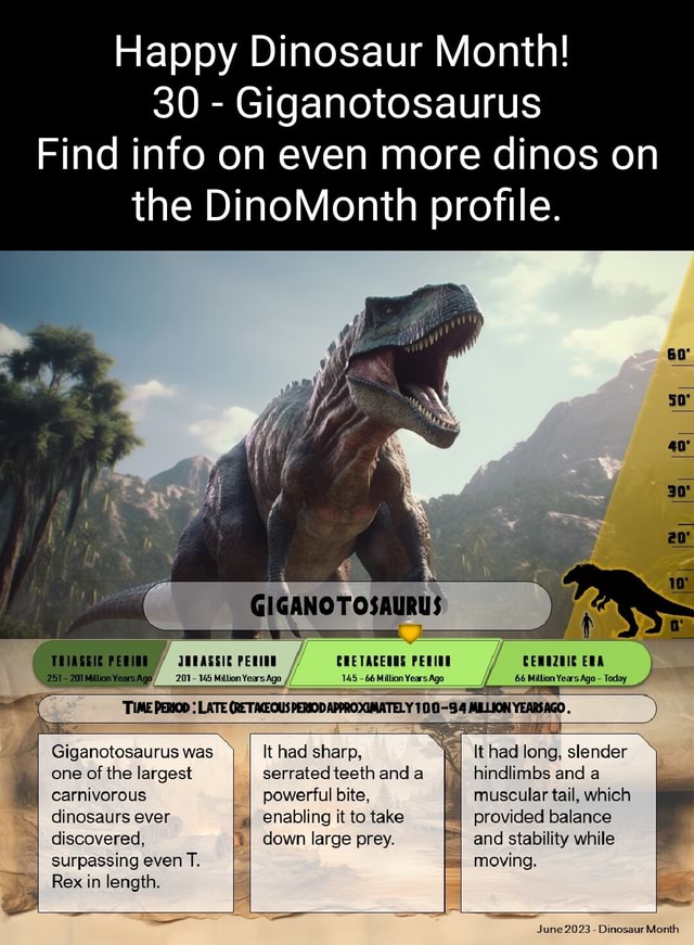 Happy Dinosaur Month! 30 Giganotosaurus Find info on even more dinos