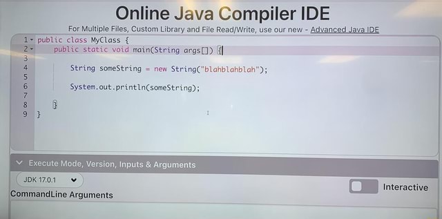 java compiler online with classes