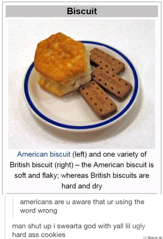 Biscuit American biscuit (left) and one variety of British biscuit