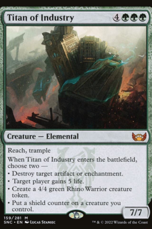 An of Industry Creature Elemental Reach, trample When Titan of