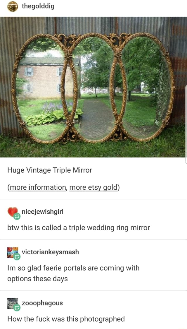 Huge Vintage Triple Mirror (more information, more etsy gold