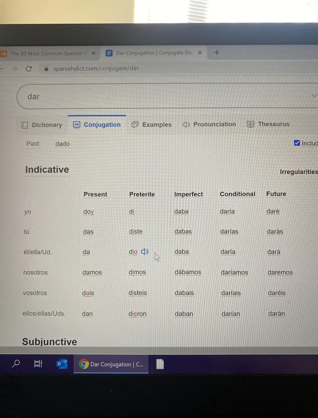 he-20-most-common-spanish-x-dar-conjugation-i-conjugate-dar-x-a-dar