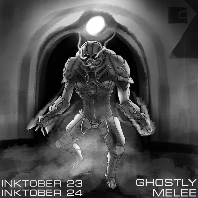 Grineer Manic enemy from Warframe GHOSTLY SS INKTOBER 23 TOBRED )