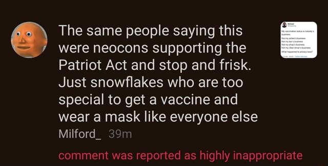 The same people saying this were neocons supporting the Patriot Act and ...