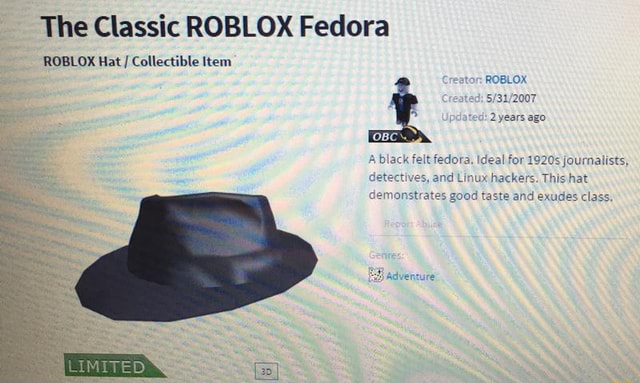 The Classic Roblox Fedora Roblox Hal I Colledible Item Romer - roblox fedora