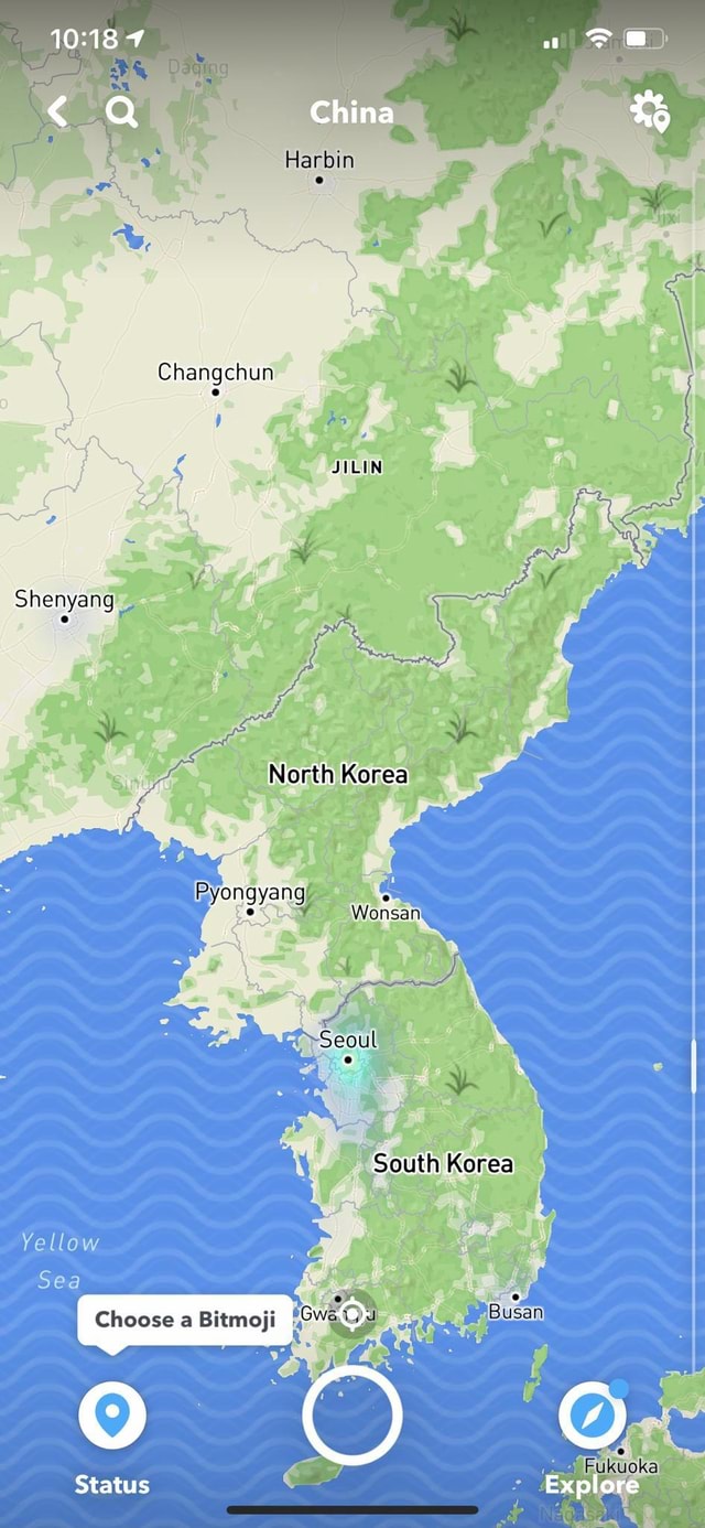 1 this is North Korea on snap map. No hot spots visible. oD Q China