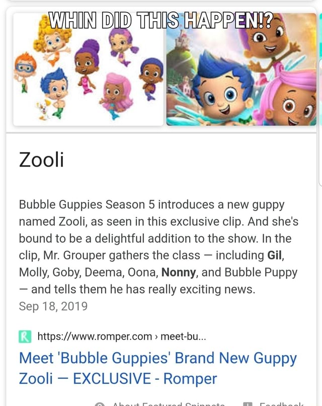Bubble Guppies Season 5 introduces a new guppy named Zooli, as seen in