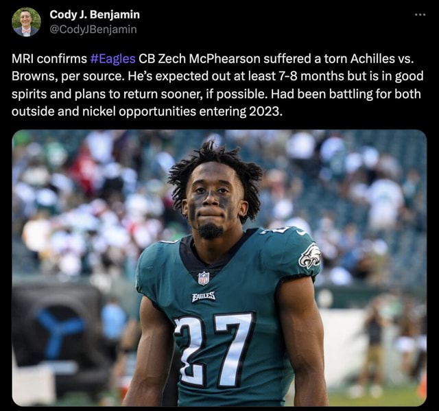 Cody J. Benjamin on X: Zech McPhearson already rocking an #Eagles