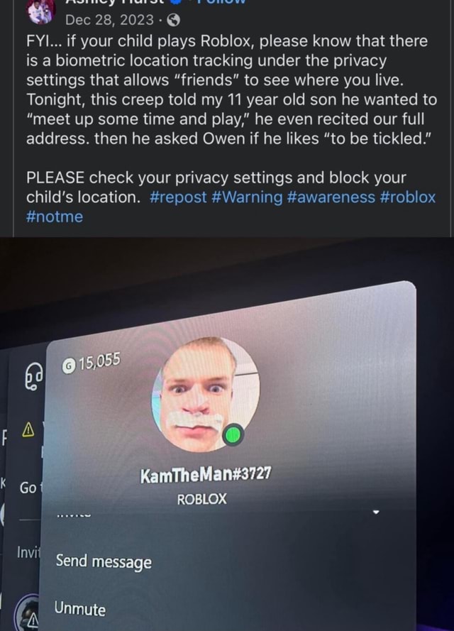Dec 28, 2023 FYI... if your child plays Roblox, please know that