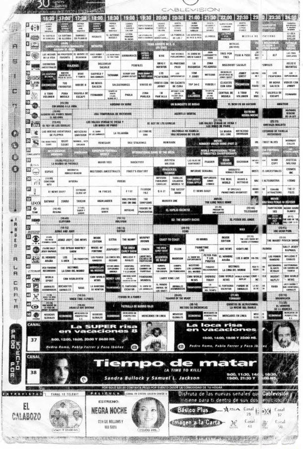 Programming guide of Cablevision (currently Izzi in Mexico