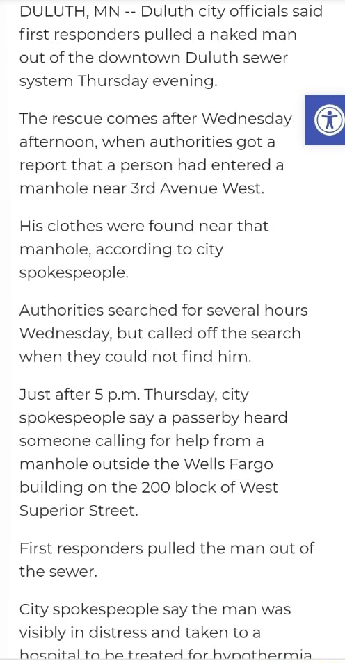 Missing Naked Man Found Under Manhole Cover in Downtown 