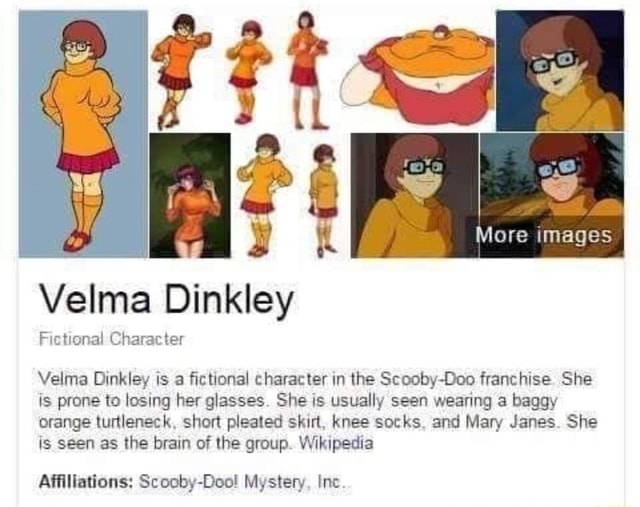 More images Velma Dinkley Fictional Character Velma Dinkley is a