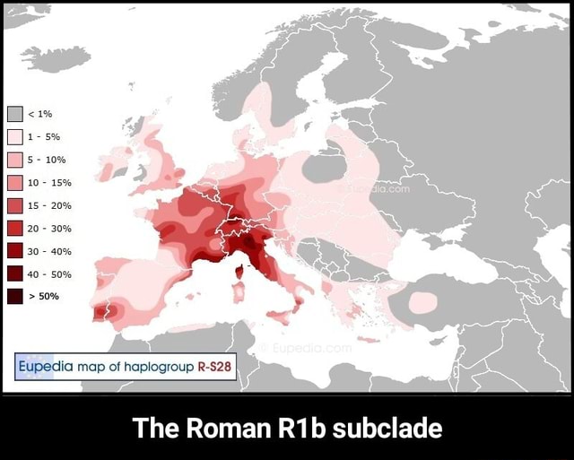 1- 5% Eupedia Map Of Haplogroup R-S28 The Roman Rib Subclade - The ...